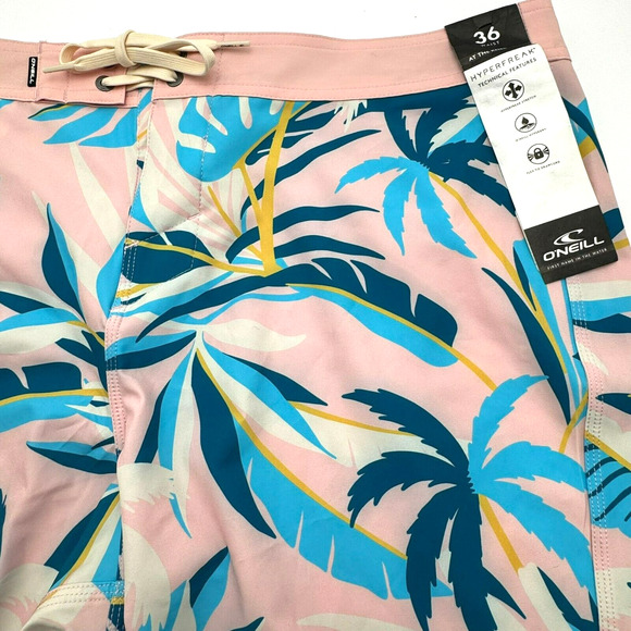 O'NEILL | Men's 36 At the Knee 20" Hyperfreak Board Shorts Swim Trunks Pink Palm - Picture 1 of 10